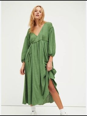 Free People Beach As Sweet As Can Be Green Maxi Wrap Dress